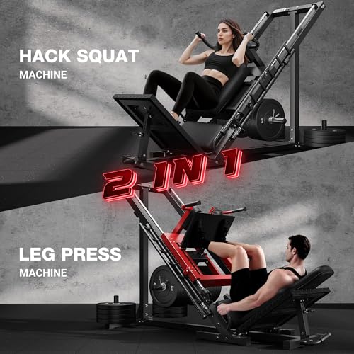 JELENS Leg Press Hack Squat Machine, Leg Machine for Home Gym with Linear Bearing, L11 Professional Adjustable Leg Exercise Machine, Lower Body Workout - color: Black, size: 260LB Colored Weights Package