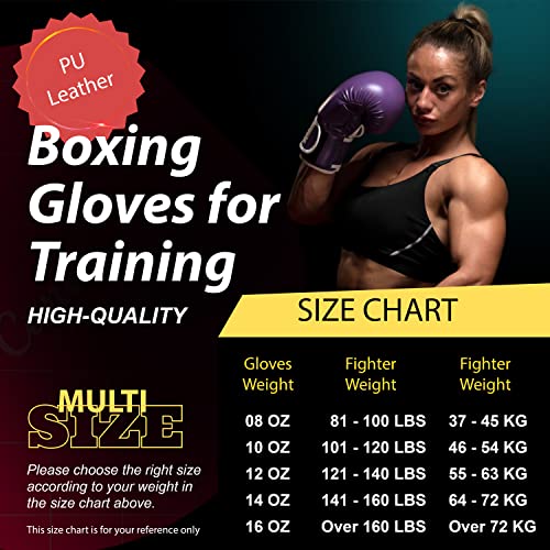 Kruzak Boxing Gloves for Men & Women, Sparring & Kickboxing Gloves, Muay Thai & MMA Gloves, 8-16 oz - color: Purple, size: 16 oz