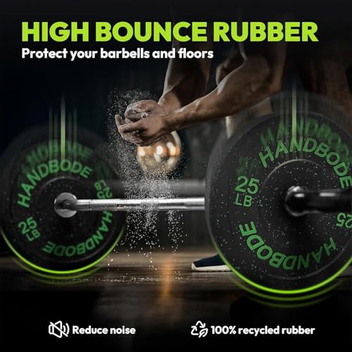 HANDBODE Weight Plate Rack with Barbell Storage, 1100 lbs Capacity | 6-Peg Vertical Holder for 1- or 2-Inch Plates, Heavy-Duty Organizer for Home Gym - style: 100 LB - Set with Rack