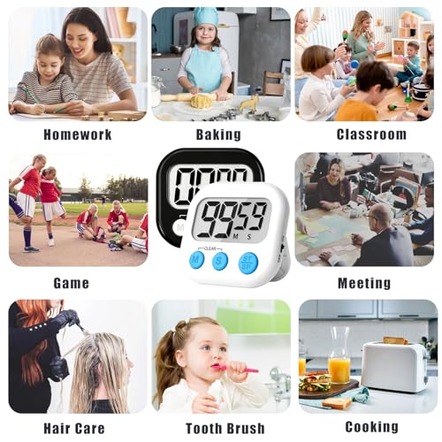 ZILLEEN Classroom Timer for Kids Teachers 2 Pack Digital Timers, Black & White - color: Black & White
