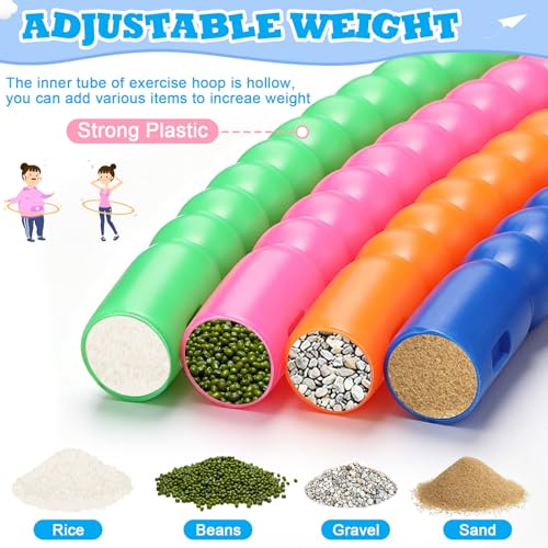 Vinsot Detachable Plastic Hoops for Kids, Adjustable Exercise Hoops Equipment for Sports, Dance, Outdoor Games, Parties and Pet Training - color: Tropical Bright Mix