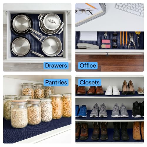 GORILLA GRIP powerGRIP Drawer Shelf and Cabinet Liner, Thick Strong Hold, Non-Adhesive Liners Protect Kitchen Cabinets and Cupboard, Bathroom Drawers, Easy Install, Breathable Mat, 12" x10', Navy Blue - color: Navy, size: 12" X 10', style: 12" x 10'