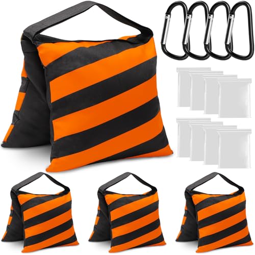 4 Packs Orange Sandbag Weight Bags for Light Stand Photography Video Equipments, Heavy Duty Saddlebags for Backdrop Stand, Photo Tripod, Canopy, Pop up Tent, Umbrella Base, Fishing Chair, Picnic Table - color: Orange