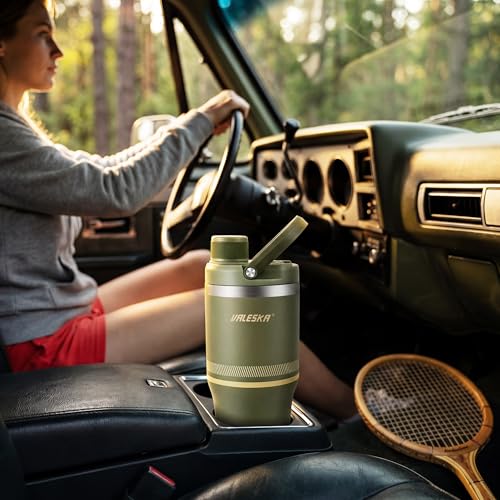 VALESKA Protein Shaker Bottle | 20oz Insulated Stainless Steel Protein Shaker, BPA Free, Leak Proof, Dishwasher Safe, Perfect for Protein Shakes and Pre Workout | Green - color: Green, size: 20 Ounces