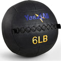 Yes4All Wall Ball, Soft Leather Weighted Iron Sand Ball for Dynamic Multifunctional Exercise, 6 LB - 30 LB - color: A. Black, style: A. 6LB