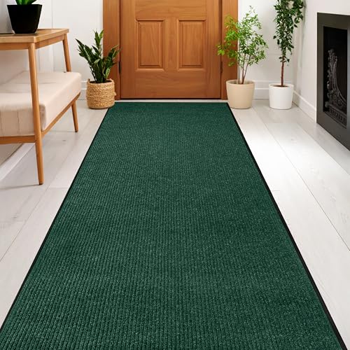 Durable Rubber Door Mat - Heavy Duty, Indoor/Outdoor, Easy Clean, Waterproof, Low-Profile Mat for Entry, Patio, Garage - Stylish (Green, 6' x 2' (Mud Trapper)) - color: Green, size: 2 x 6 feet