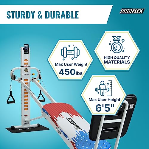 GR8FLEX Performance Gym for Total Over 100 Exercises, Multi-Functional Workout Machine, High Performance Strength Training, Cardio, and Full Body Fitness Equipment for Home Use - style: Patriotic Model + A Pair of Carbon Fiber Black Model Dumbbells