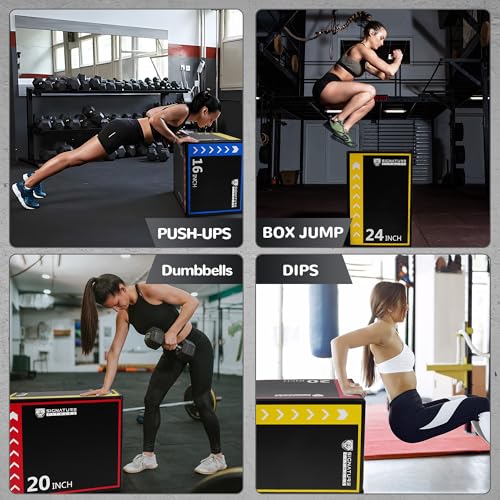 BalanceFrom 3-in-1 Rotatable Plyometric Box Jumping Exercise Trainer Workout Equipment with Anti Slip Surface & High Density Foam, 16" × 20" × 24", 10-Pound, Multi-Color