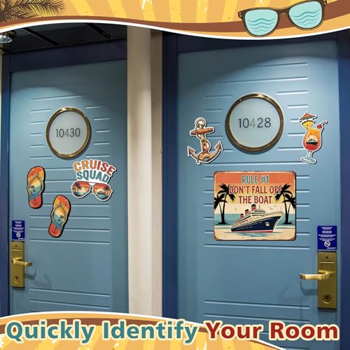 Kanayu 6 Pcs Retro Tropical Cruise Door Decorations Magnetic Large Sea Navigation Ship Decorations Magnets Nautical Anchor Cruise Decor Car Fridge Magnet Decal for Carnival Stateroom Door - style: Retro