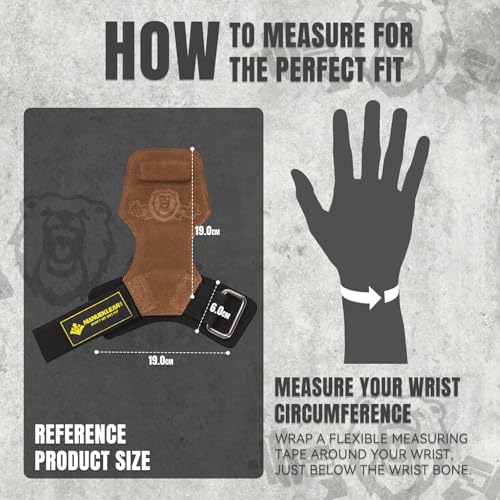 MANUEKLEAR Gym Straps Weight Lifting, Double Leather Lifting Straps for Men Deadlift with Cushion Wrist Loop, Gym Lifting Wrist Wraps for Weightlifting - color: One Size - Brown