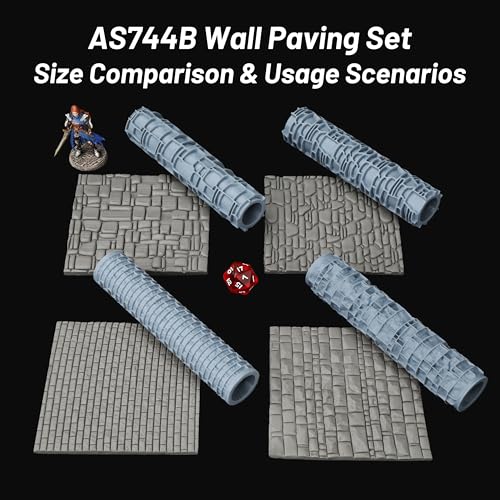 AUSPDICE DND Terrain Texture Roller Set for Dungeons and Dragons Scenarios | Four Brick and Stone Wall Patterns , 4 Wall Paving Pattern Tools for RPG Terrain, Wargames and Tabletop Map Props, AS744B - color: As744b Wall Paving Set
