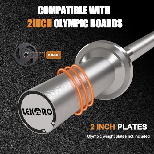 Olympic Barbell Bar 4FT, 350LB Straight Weight Lifting Bar, Fits 2-Inch Olympic Plates, Rotating Sleeves, 2 Spring Collars, Knurled Strength Training Bar for Home Gym - color: White Barbell