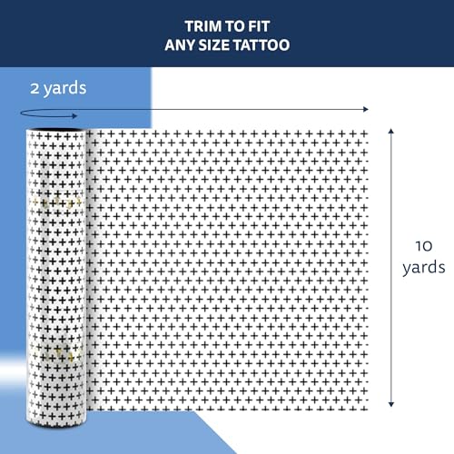 Recovery Aftercare Derm Shield Tattoo Cover Up Patch - Latex-Free & Waterproof Tattoo Aftercare Bandage - Transparent Matte Film - Breathable & Flexible - Promotes Healing & Skin Renewal (10" x 2 yd) - size: 10" x 2 Yard Roll