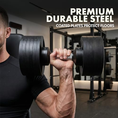 SQUATZ Adjustable Dumbbells with Quick Weight Change, Space-Saving Dumbbell Set with Anti‑Slip Handle, Secure Locking System, Heavy‑Duty Plates & Base for Home Workout and Strength Training - size: 45 LB - Single