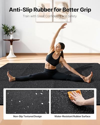 VEVOR 0.56Inch 48sq.ft 12 Tiles Gym Flooring for Home Gym, Rubber Top with High Density EVA Foam, 24 x 24In Gym Floor Exercise Equipment Mats, Interlocking Gym Mats, Puzzle Workout Mats, Black & White - color: Black & White, style: 12 Tiles (48 Sq Ft)