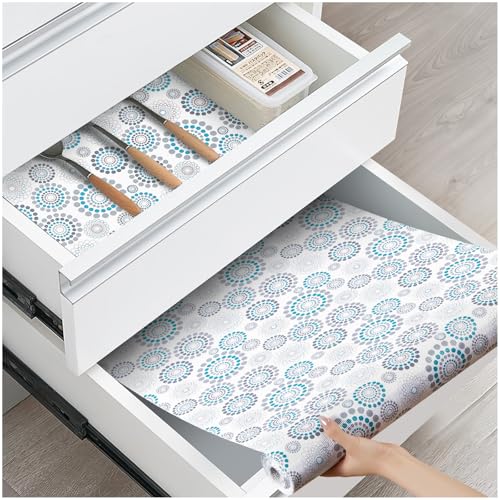 Drawer and Shelf Liner, Non-Slip Kitchen Cabinet Liners Non-Adhesive Thick Strong Grip Waterproof Washable Mats Protect Dresser Shelves Cupboard Bathroom Cabinets, Spiral, 12 in X 10 FT - color: Spiral, size: 11.8"W x 118"L