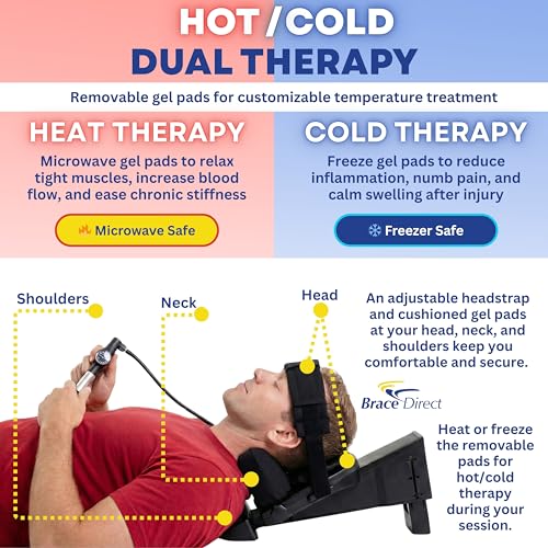 Brace Direct Therahab Professional Cervical Traction Device & Neck Stretcher E0849 with Gel Pack - Home Hot Cold Therapy Cervical Decompression System with Accessory Bag - style: Classic