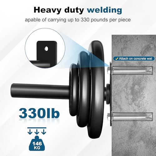 EVERYMATE Weight Plate Rack, Wall Mount Weight Plate Holder for Bumper Plates, Max Weight Capacity 330 lb, Home Gym Organizer - size: 1-inch-4Pack