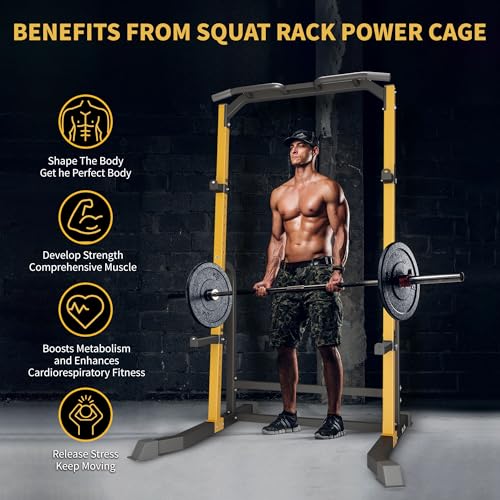 ZENOVA Squat Rack Power Rack Home Gym Equipment Pull Up Rack Squat Stand for Weightlifting, Suitable for 6FT,7FT Barbell 800LBS Weight Capacity