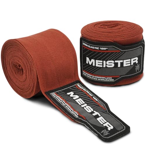 Meister Adult 180" Semi-Elastic Hand Wraps for MMA & Boxing (Pair) - color: Brown