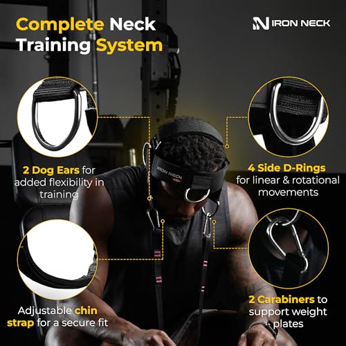 Iron Neck , Versatile Neck Exerciser, Strengthener and Trainer with Adjustable Head and Chin Strap, Portable Head Harness for Weight Lifting, Home and Gym Use - color: Black - Alpha Plus Harness