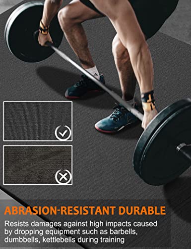 Large Exercise Mat 8'x5'|12'x6'|6'x4'|6'x2' Workout Mat for Home Gym Mats Exercise Heavy Duty Gym Flooring Fitness Mat Large Yoga Mat Cardio Mat for Weightlifting, Jump Rope, MMA, Shoe-Friendly - color: 12'x6'Black