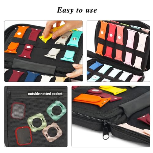 PACMAXI 20 Watch Bands Storage Carrying Case Compatible with Watches,Expandable Watch Band Holder Stores 20 Watch Bands Fit for Most Sizes of Watch Straps,Organizer for Watch Bands, Bag Only - color: black new