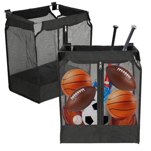 Kokone 2 Pack Wall Hanging Basket for Slat Walls- Mesh Storage Basket for Slatwall, Sport Balls Storage Organizer for Garage Slat Walls, Slatwall Accessories Storage Bin for Home Shop Garage Gym