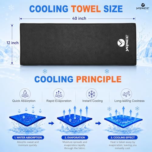 YQXCC 4 Pack Cooling Towels 40"x12", Cold Cool for Neck & Face | Cooling Neck Wraps, Soft Breathable Microfiber Chilly Towels, Ideal for Gym, Yoga, Golf, Running, Camping & Hot Weather - color: Dark Gray*2 + Light Gray*2