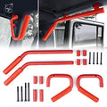 4PCS Aluminum Grab Handles Kit Compatible with 2007-2018 Jeep JK JKU, Red | Heavy-Duty Roll Bar, Rust-Resistant, Non-Slip, Easy to Install - color: Red