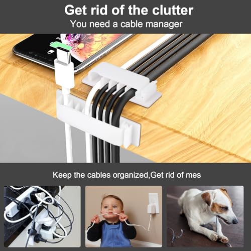 Cable Management Clips, 20Pcs Cable Organizers Wire Clips Cord Holder for TV PC Ethernet Cable Desk Home Office (White) - color: White