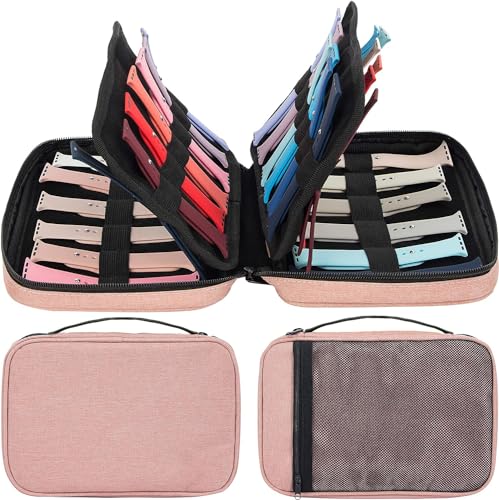 PACMAXI 36 Watch Bands Storage Case - Holds 36 Bands, Fits Most Sizes, Organizer for Watch Straps & Accessories - color: pink