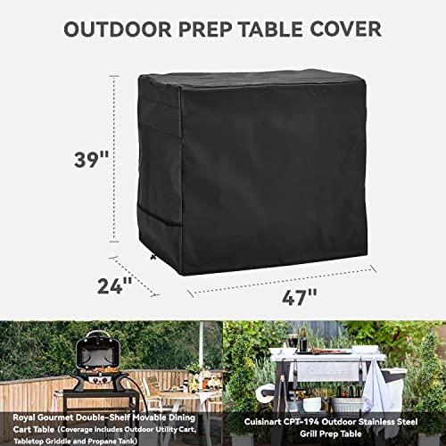 Outdoor Dining Cart Cover - Heavy Duty Waterproof Cover for Royal Gourmet Cart, Flattop Worktable, Propane Tank - Black, Polyester - color: Black, size: 47"x 24"x 39"