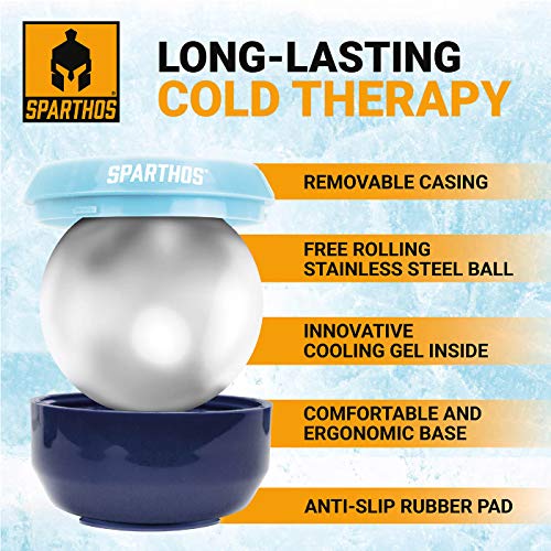 Sparthos Cold Massage Roller Ball - Fitness Cryosphere Massager - Cryo Cryocup Ice Massage Cups - for Muscle, Face, Body Muscles - Manual Polar Icing Cooling Balls - Recoup Message (Blue, 60mm) - color: Denim Blue, style: 60mm (Pack of 1)