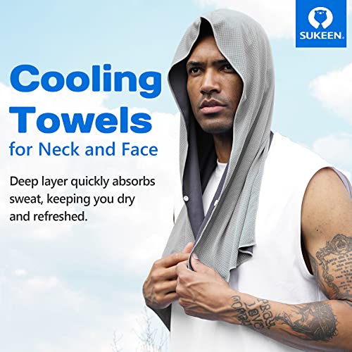 Sukeen Cooling Hoodie Towel, Absorbent Quick-Drying Cooling Towels for Neck and Face, UV Sun Protection Cooling Neck Wraps Sport Head Cooling Towel Hot Weather - color: Grey