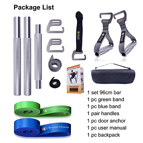 J Bryant Fitness Heavy-Duty Resistance Band Bar with Resistance Bands, E-Shaped Hook Design, 500lb Load Capacity, Anti-Slip Surface, Carry Bag Included, for Strength Training and Fitness - color: Set1