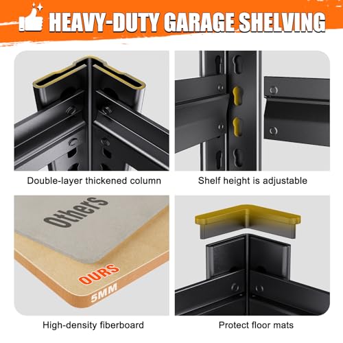 71"Hx28"Wx12"D Garage Shelving-5 Tier Garage Storage Shelves,Adjustable Heavy Duty Metal Shelving Unit and Storage Large Rack,Utility Steel Shelf For Warehouse Industrial Pantry Basement Organizers - size: MDF/28"Wx12"Dx71"H