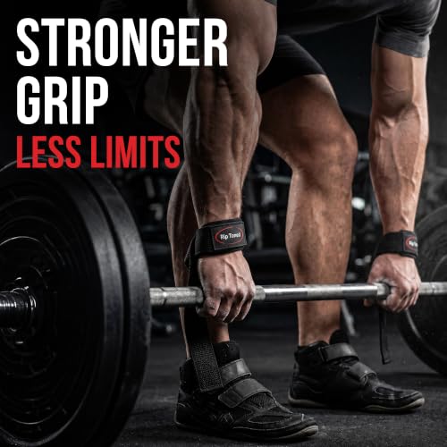 Rip Toned Lasso Lifting Straps for Weightlifting, 23¼" Padded | 1 Pair, cotton, non-latex neoprene. No break-in. Quick release. Deadlifts, rows, shrugs, pull-ups. Machine washable. - color: Black
