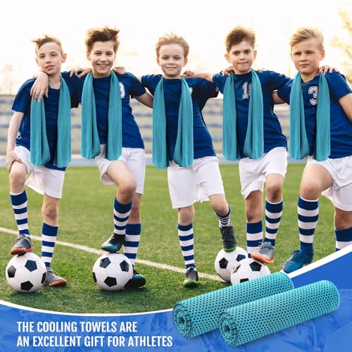 Hosuly 30 Pack Cooling Towels, 40"x12" Ice Breathable Soft Chilly Sweat Rag Microfiber Workout Rags for Gym Cooling Towels for Neck and Face for Yoga Golf Sport Running - color: Aqua Blue