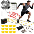 Agility Ladder Speed Training Equipment Set, 4 Adjustable Hurdles | 20 ft Ladder, 12 Cones, Jump Rope, Resistance Parachute, Soccer, Basketball, Football Practice Equipment for Youth, Adults - color: Yellow, size: 17.18"*5.72"*13.32"
