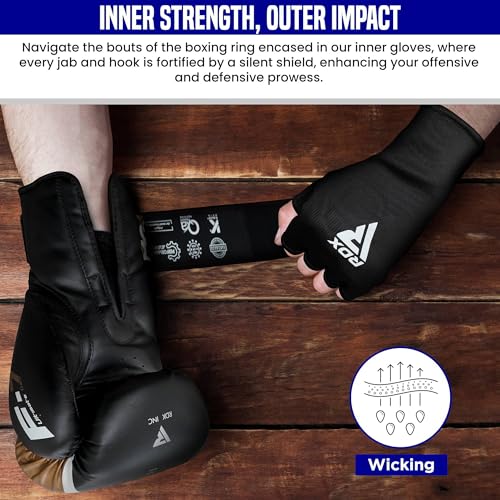 RDX Boxing Hand Wraps Inner Gloves Men Women, Half Finger Elasticated Bandages, Under Mitts Fist Protection, Muay Thai, Kickboxing, MMA, Martial Arts Speed Bag Punching Training - color: Blue White, size: Large