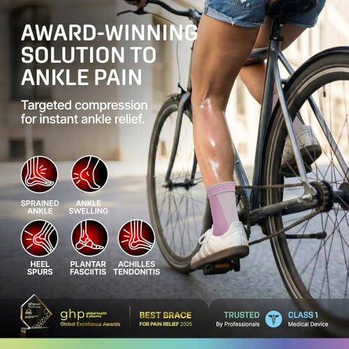 Modvel Foot & Ankle Brace Socks for Sprained Ankle Compression Sleeve - Foot Support for Women & Men - Tendonitis & Arthritis Ankle Brace Sports Running, Torn Ligaments & Women Stabilizing Ankle Wrap - color: B Pink, size: XX-Large