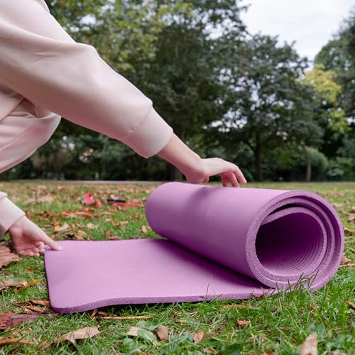 BalanceFrom Yoga Mat, 1-Inch Extra Thick High Density Exercise Mat, Anti-Tear Exercise Yoga Mat with Carrying Strap, Suitable for Various Yoga Exercises, Multiple Colors - color: Taro Purple