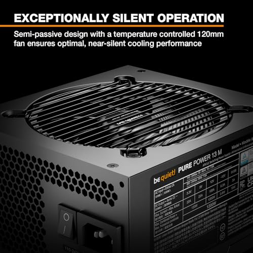 be quiet! Pure Power 13 M 1200W Power Supply, 80 Plus® Gold Certification, ATX 3.1 PSU, Support for PCIe 5.1 GPUs, semi-Passive 120mm be quiet! Fan, LLC Technology, Single Rail, for Overclocked GPUs - size: 1200W, style: 13 M (2025)