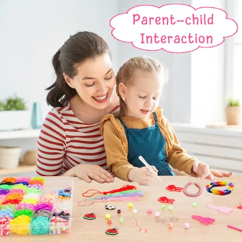 UUEMB Loom Rubber Band Bracelet Kit, 6000+ 41-Color, Storage Case, Ages 8+ | Latex-free non-toxic, soft & durable, letter beads & tassels, fine motor skills, party favors, clear organizer - color: 6000 Pcs