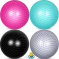 Leyndo 4 Pcs 26 Inch Yoga Exercise Ball Pilates Pregnancy Birthing Fitness Ball with Quick Pump Anti Burst for Improved Posture, Balance, Yoga, Pilates, Training - color: Black Green Pink Gray