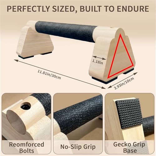 Parallettes Bars, Wooden Push Up Bars with Wrist Wraps for Men & Women, Handstand Training Bars for Home Gym, Non-Slip Calisthenics Equipment, 440lbs Durable Floor Push Up Handles - size: 30cm