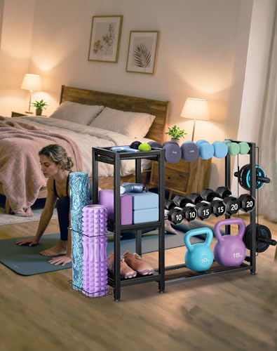 FHXZH Dumbbell Rack Stand Only - Adjustable Weight Rack for Home Gym, Heavy-Duty Weight Stand for Dumbbells Kettlebells - color: Black
