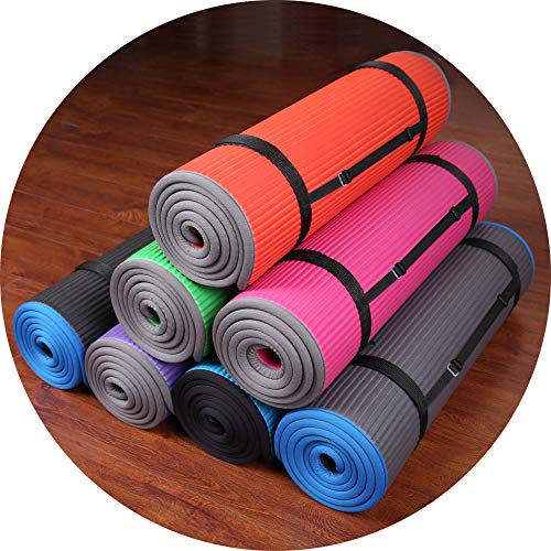 Fitvids All-Purpose 2/5-Inch (10mm) Extra Thick High Density Anti-Slip Exercise Pilates Yoga Mat with Carrying Strap, Multiple Colors - color: Blue