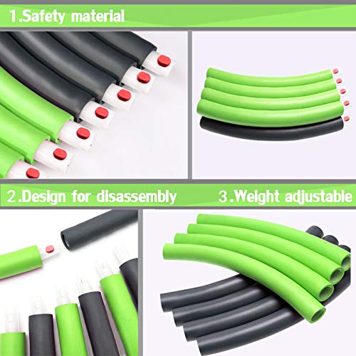 Auoxer Fitness Exercise Weighted hoops, Lose Weight Fast by Fun Way to Workout, Fat Burning Healthy Model Sports Life, Detachable and Size Adjustable Design - color: green
